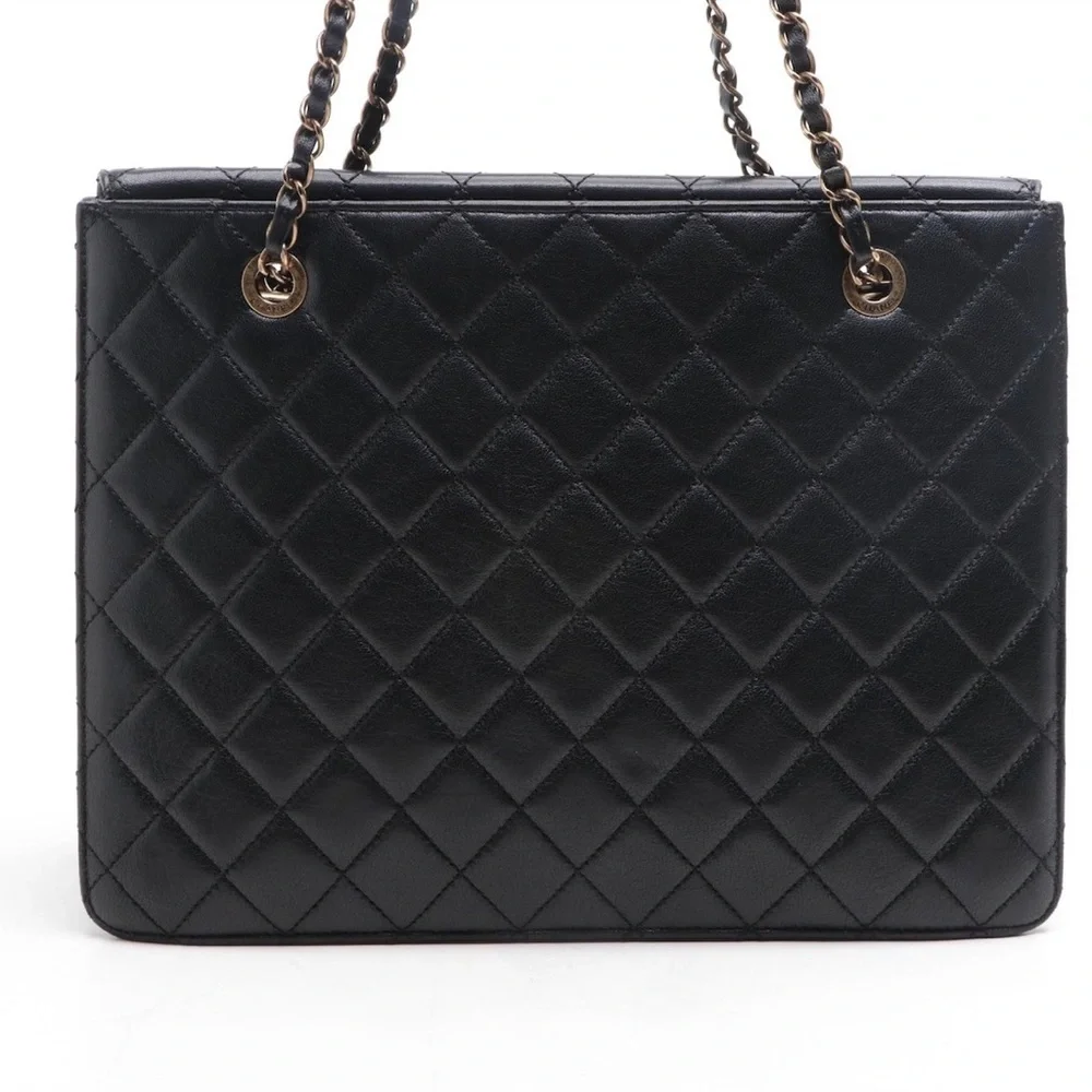 CHANEL Lambskin Quilted Beauty Lock Tote Leather Flap Medium Handbag Purse - Picture 5 of 15